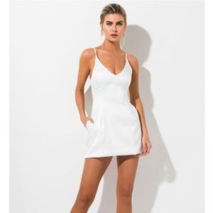 White satin mini dress